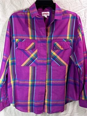 Amelia Women's Purple Plaid Button-Down Shirt